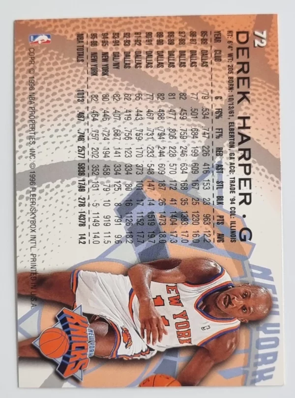 1996-97 Fleer #72 Derek Harper – Image 2