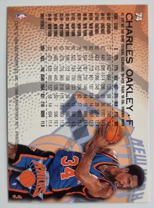 1996-97 Fleer #74 Charles Oakley – Image 2