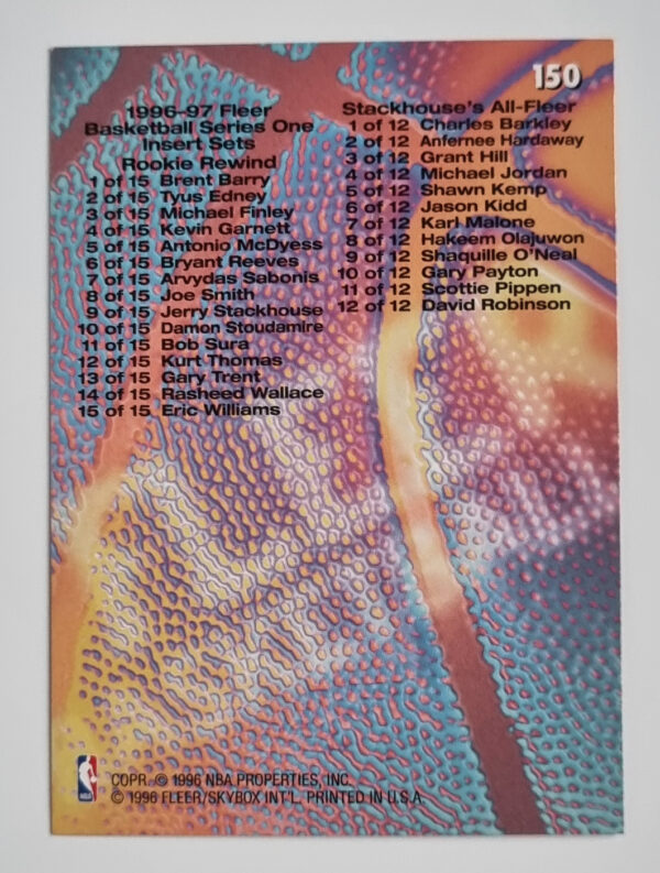 1996-97 Fleer European #150 Checklist – Image 2