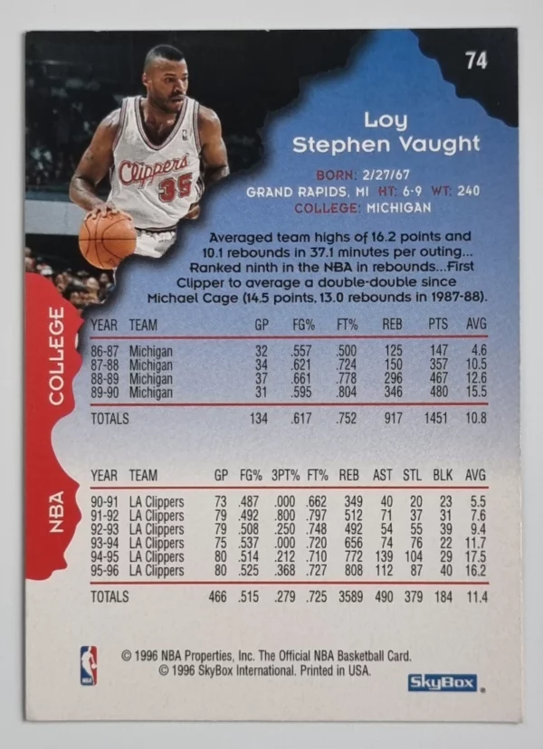 1996-97 Hoops #74 Loy Vaught – Image 2
