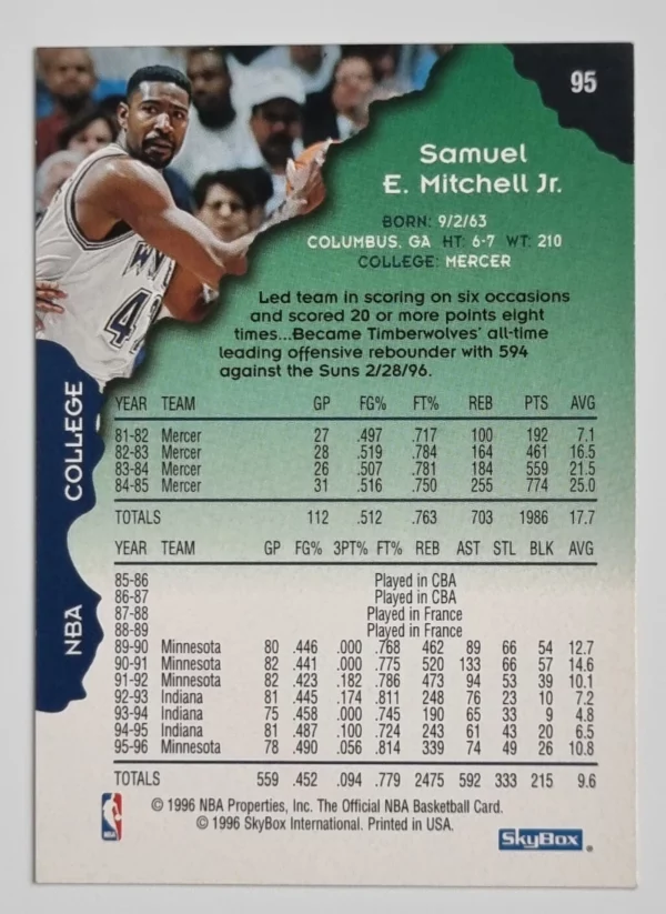 1996-97 Hoops Silver #95 Sam Mitchell – Image 2