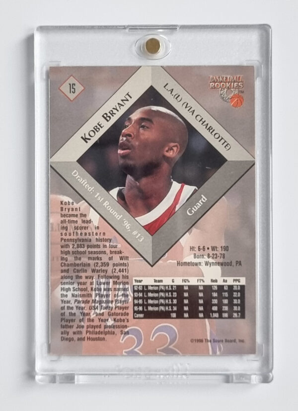 1996 Score Board Rookies #15 Kobe Bryant – Image 2