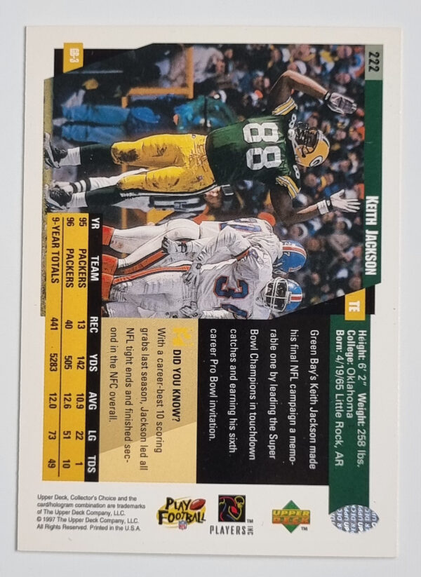 1997 Collector's Choice #222 Keith Jackson – Image 2