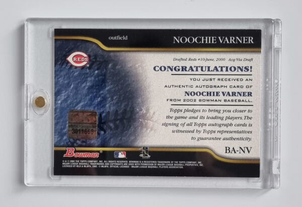 2002 Bowman Autographs #BANV Noochie Varner B – Image 2