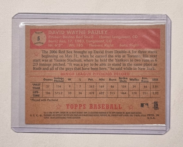 2006 Topps '52 #5 David Pauley (RC) – Image 2