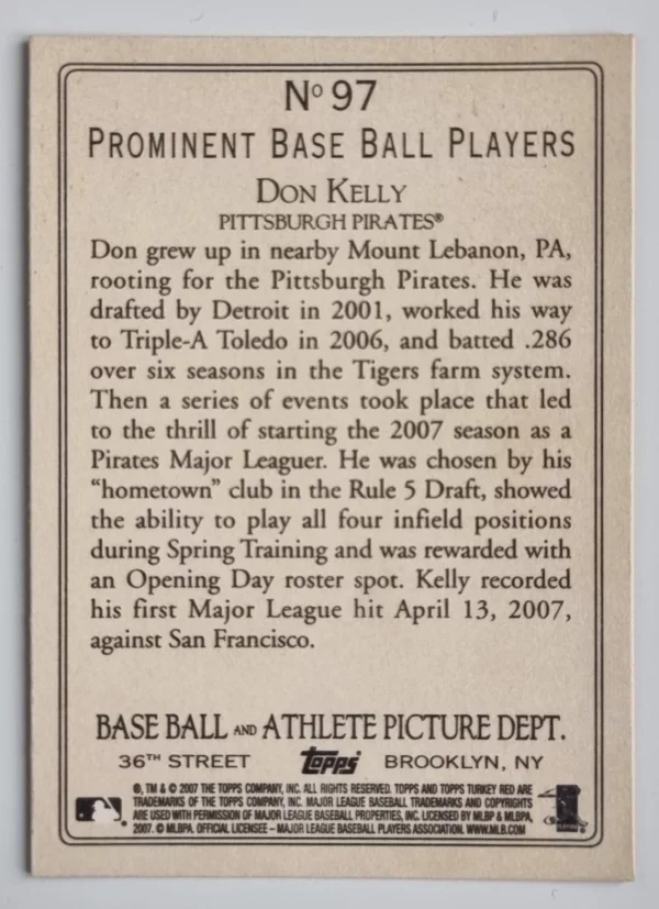 2007 Topps Turkey Red #97 Don Kelly (RC) – Image 2
