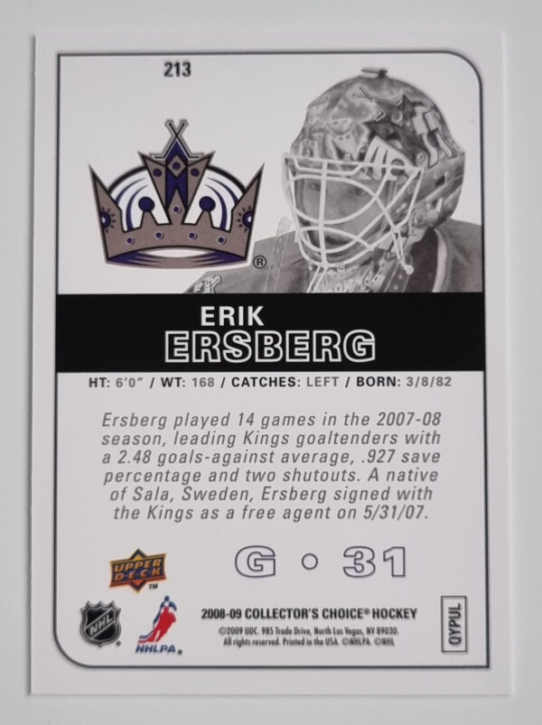 2008-09 Collector's Choice #213 Erik Ersberg RC – Image 2