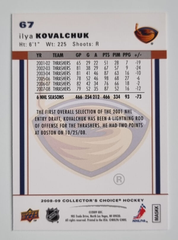 2008-09 Collector's Choice #67 Ilya Kovalchuk – Image 2