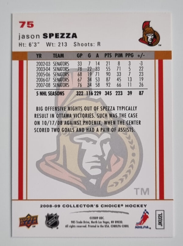 2008-09 Collector's Choice #75 Jason Spezza – Image 2