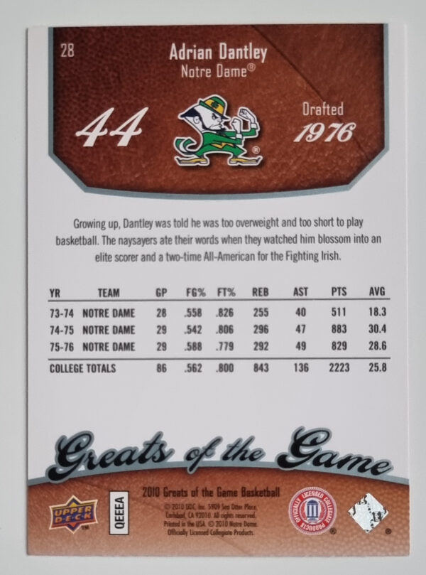 2009-10 Greats of the Game #28 Adrian Dantley – Image 2