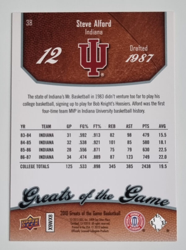 2009-10 Greats of the Game #38 Steve Alford – Image 2
