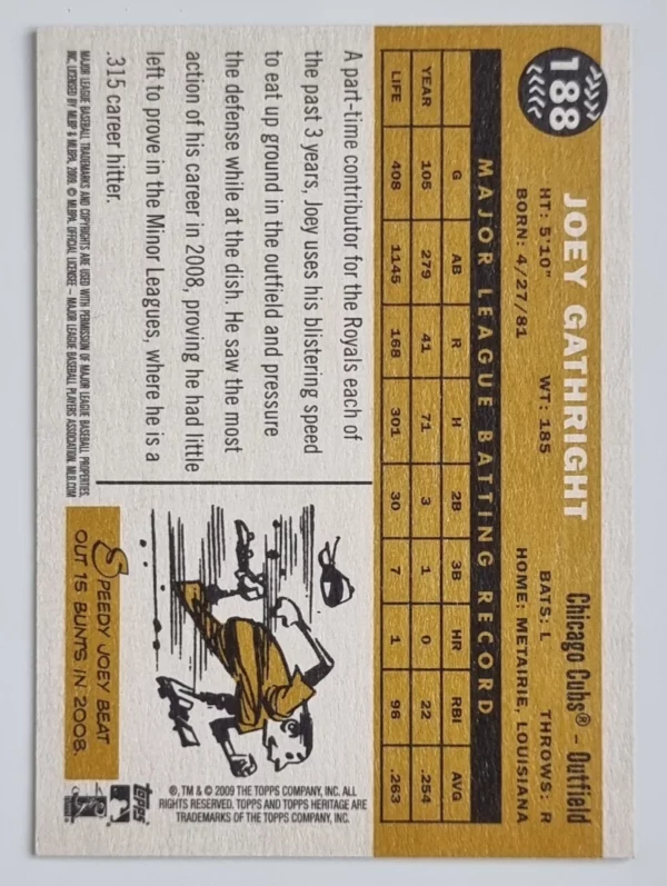 2009 Topps Heritage #188 Joey Gathright – Image 2