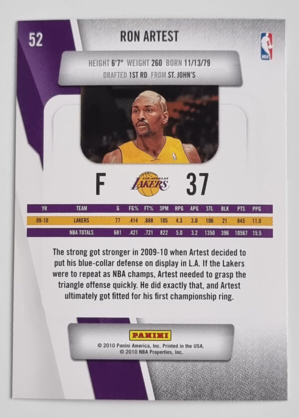 2010-11 Prestige #52 Ron Artest – Image 2