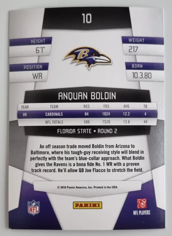2010 Certified #10 Anquan Boldin – Image 2
