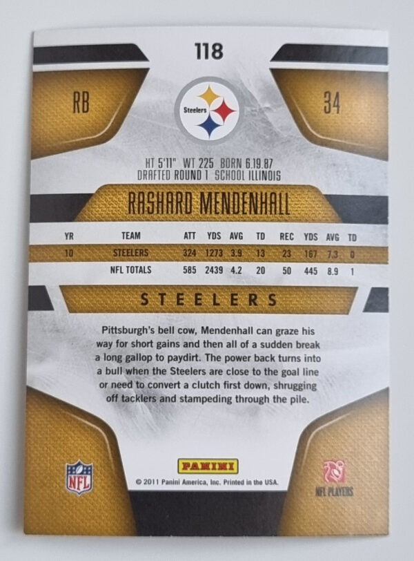 2011 Certified #118 Rashard Mendenhall – Image 2