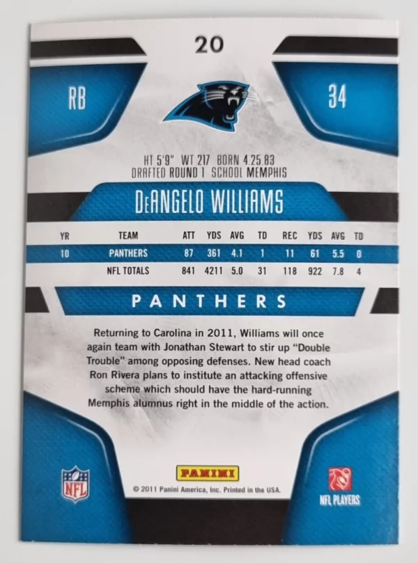 2011 Certified #20 DeAngelo Williams – Image 2