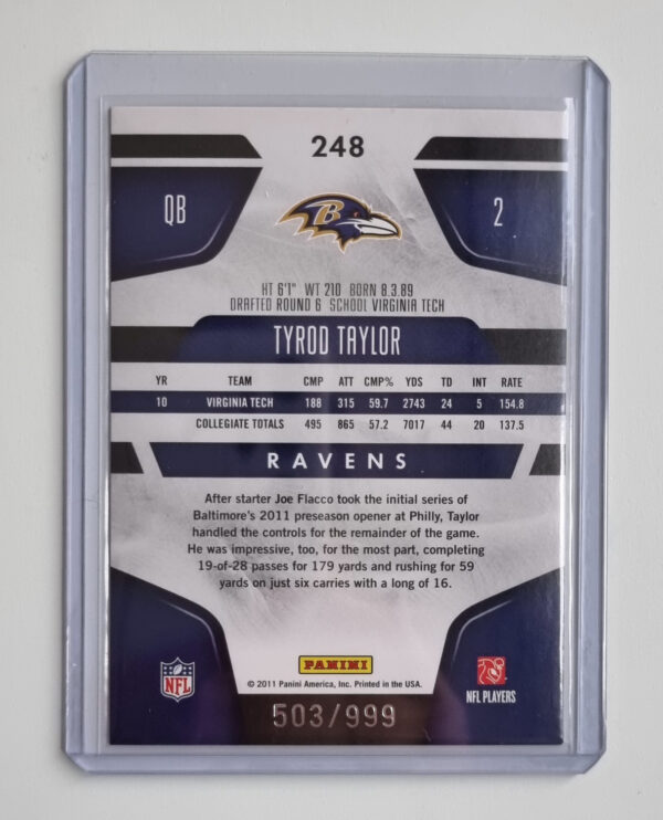 2011 Certified #248 Tyrod Taylor RC – Image 2