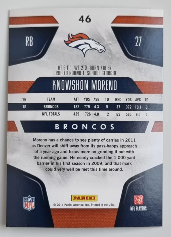 2011 Certified #46 Knowshon Moreno – Image 2