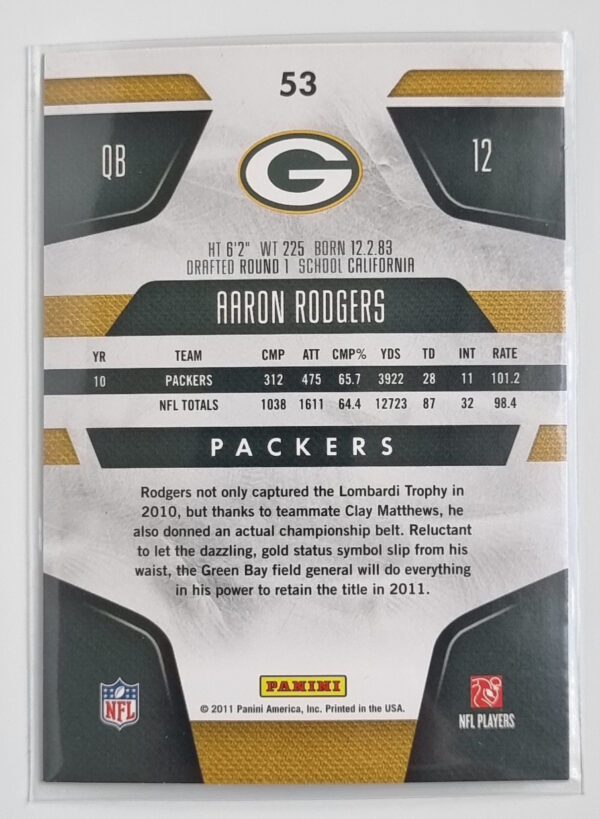 2011 Certified #53 Aaron Rodgers – Image 2
