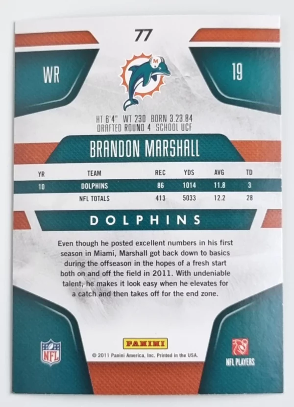 2011 Certified #77 Brandon Marshall – Image 2