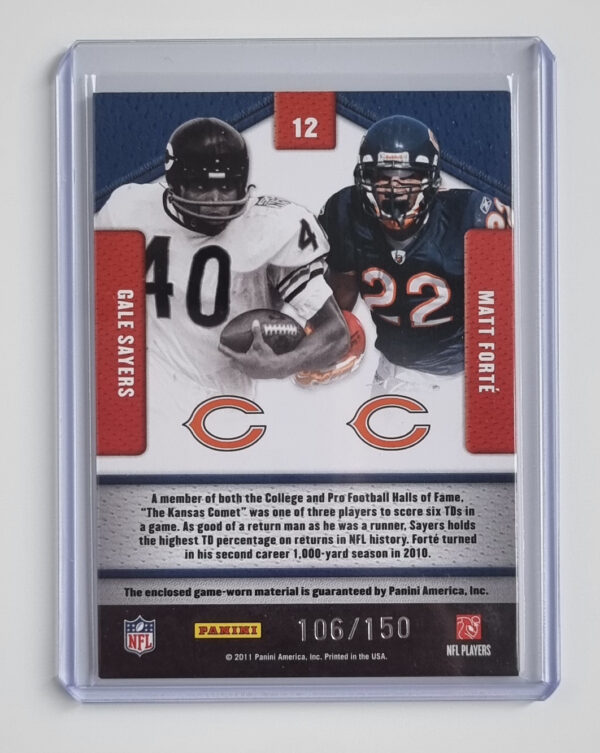 2011 Certified Fabric of the Game Combos #12 Gale Sayers/150/Matt Forte – Image 2