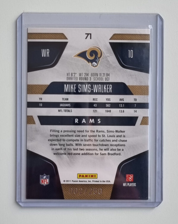 2011 Certified Mirror Red #71 Mike Sims-Walker – Image 2