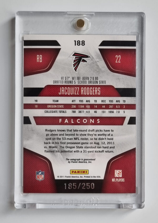 2011 Certified Mirror Red Signatures #188 Jacquizz Rodgers/250 – Image 2