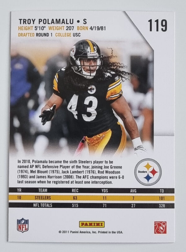 2011 Rookies and Stars #119 Troy Polamalu – Image 2