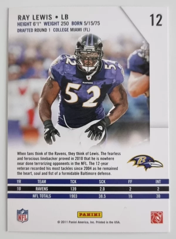 2011 Rookies and Stars #12 Ray Lewis – Image 2
