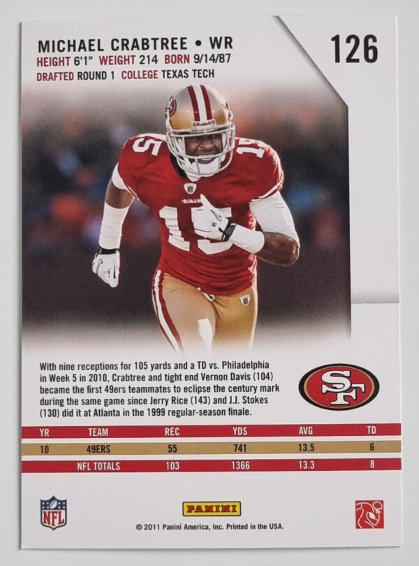 2011 Rookies and Stars #126 Michael Crabtree – Image 2