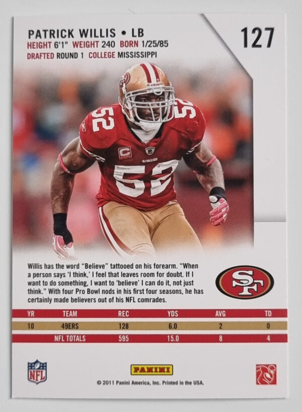 2011 Rookies and Stars #127 Patrick Willis – Image 2