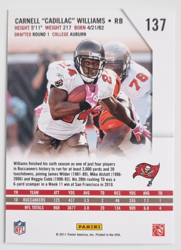 2011 Rookies and Stars #137 Cadillac Williams – Image 2