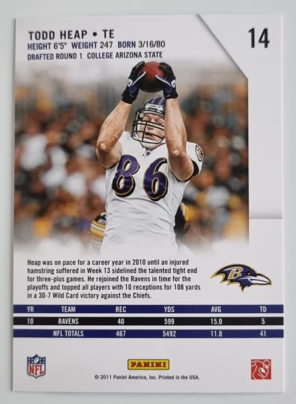 2011 Rookies and Stars #14 Todd Heap – Image 2