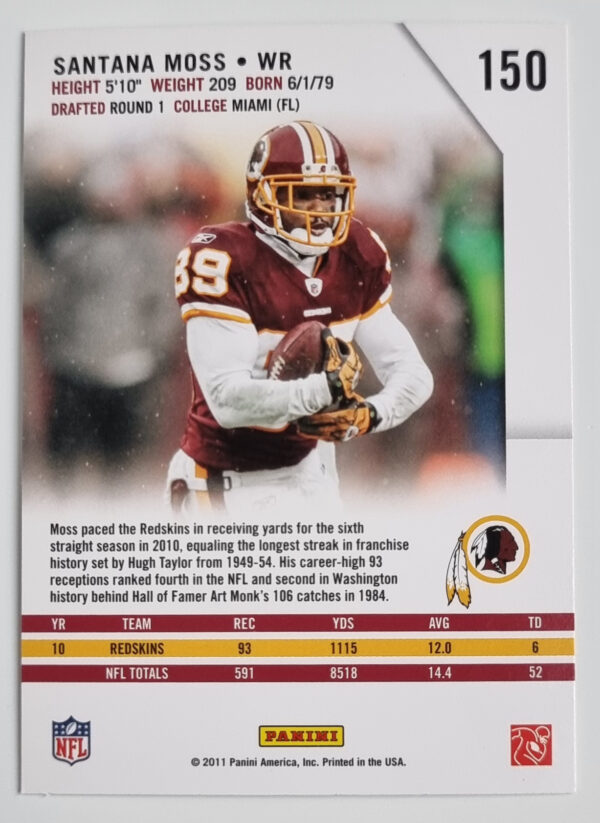2011 Rookies and Stars #150 Santana Moss – Image 2