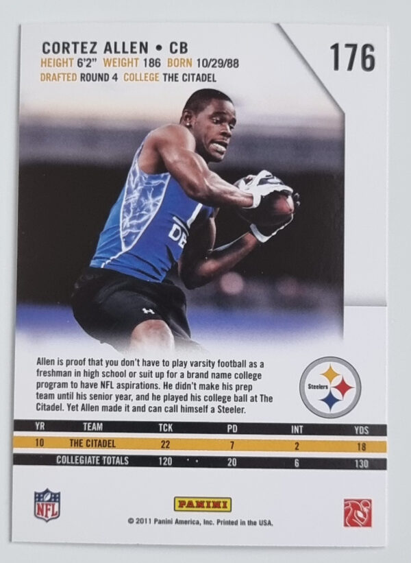 2011 Rookies and Stars #176 Cortez Allen RC – Image 2