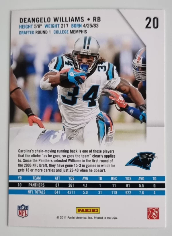 2011 Rookies and Stars #20 DeAngelo Williams – Image 2
