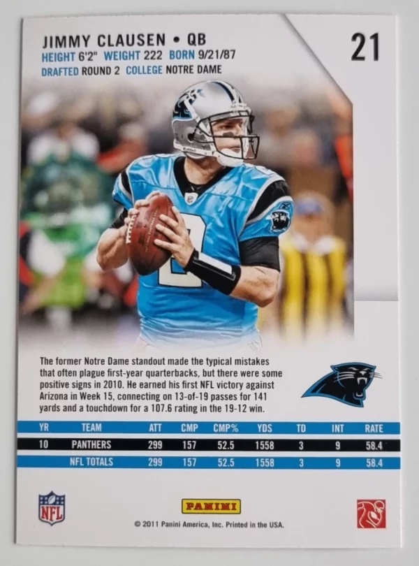2011 Rookies and Stars #21 Jimmy Clausen – Image 2
