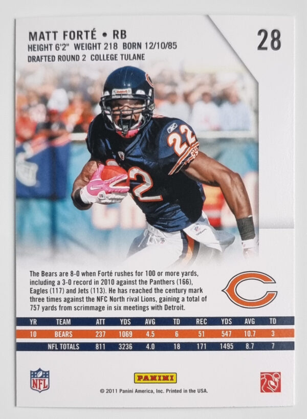 2011 Rookies and Stars #28 Matt Forte – Image 2