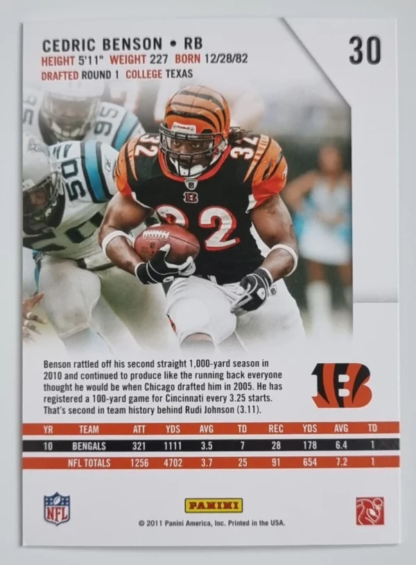 2011 Rookies and Stars #30 Cedric Benson – Image 2