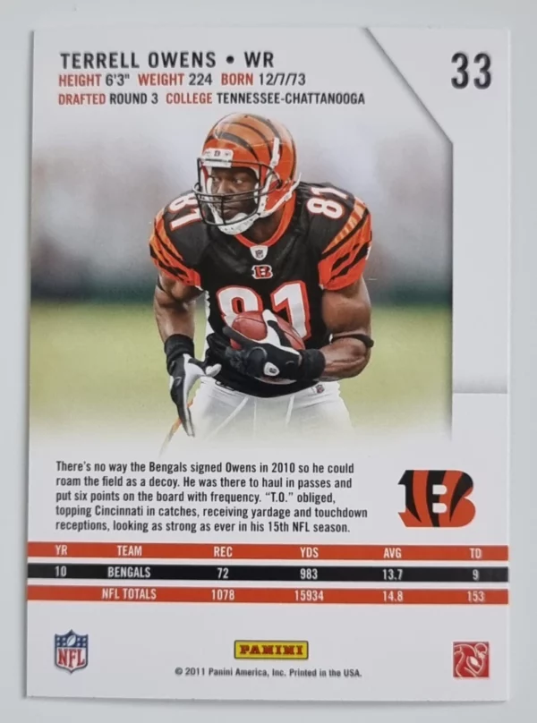 2011 Rookies and Stars #33 Terrell Owens – Image 2