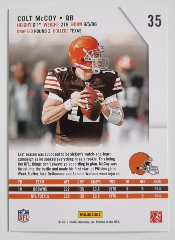 2011 Rookies and Stars #35 Colt McCoy – Image 2