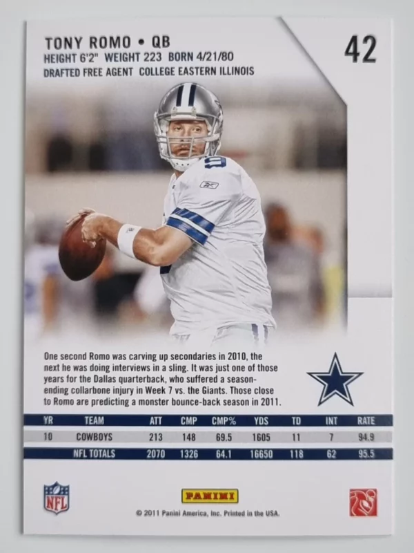 2011 Rookies and Stars #42 Tony Romo – Image 2