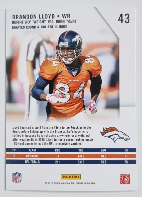 2011 Rookies and Stars #43 Brandon Lloyd – Image 2