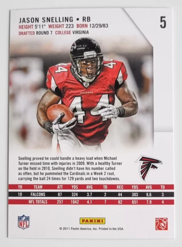 2011 Rookies and Stars #5 Jason Snelling – Image 2