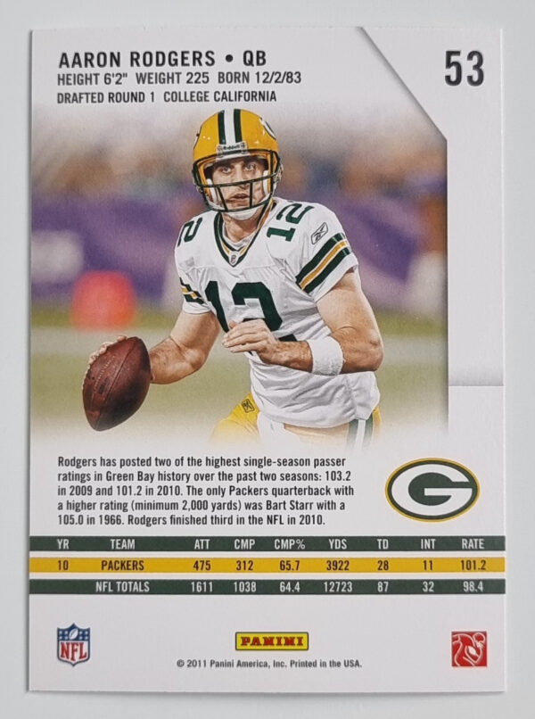 2011 Rookies and Stars #53 Aaron Rodgers – Image 2