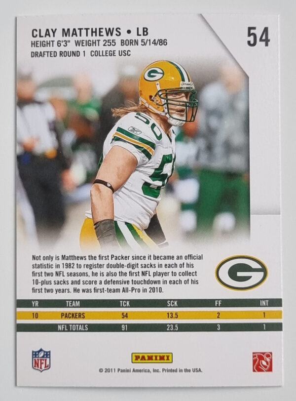 2011 Rookies and Stars #54 Clay Matthews – Image 2