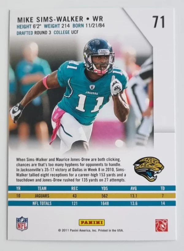 2011 Rookies and Stars #71 Mike Sims-Walker – Image 2
