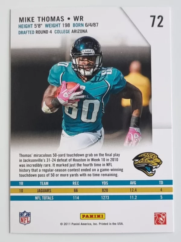 2011 Rookies and Stars #72 Mike Thomas – Image 2