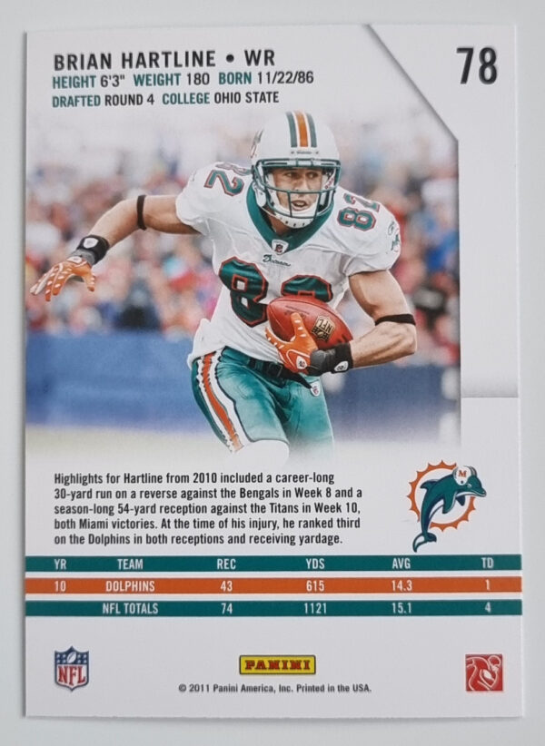 2011 Rookies and Stars #78 Brian Hartline – Image 2