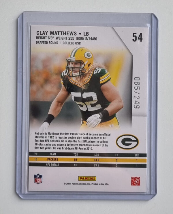 2011 Rookies and Stars Longevity Parallel Silver #54 Clay Matthews – Image 2
